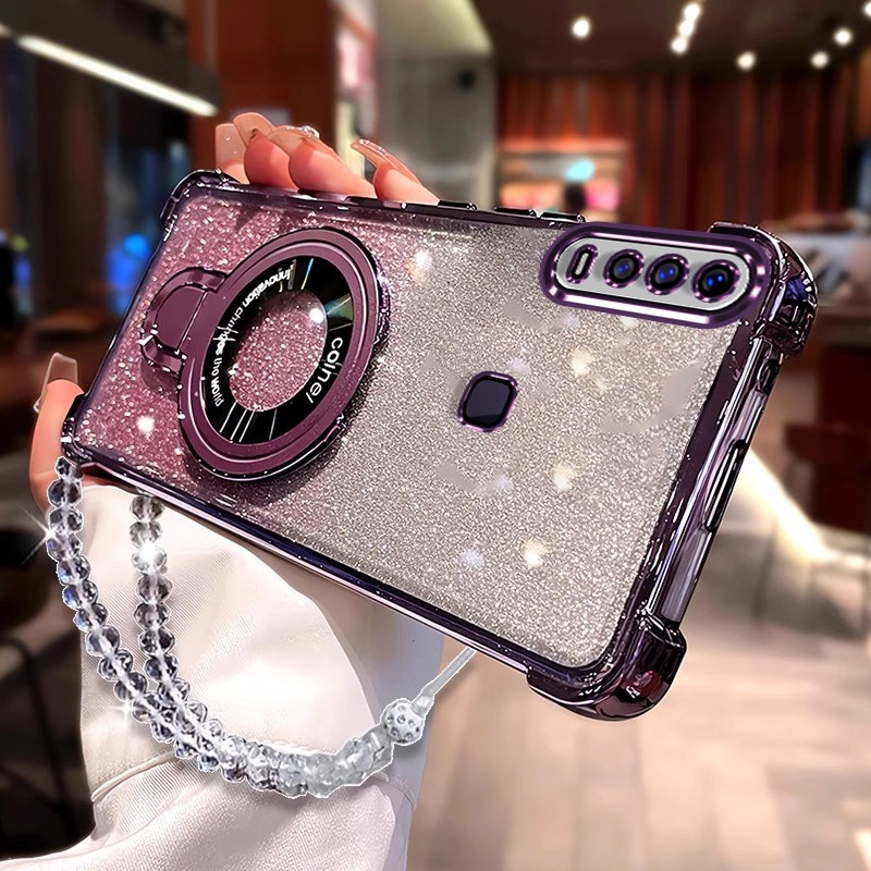 กรณีสําหรับVIVO V15 VIVO 1819 เคสโทรศัพท์สําหรับแม่เหล็กที่วางโทรศัพท์นุ่มกันกระแทกฝาหลังพร้อมผู้ถือ