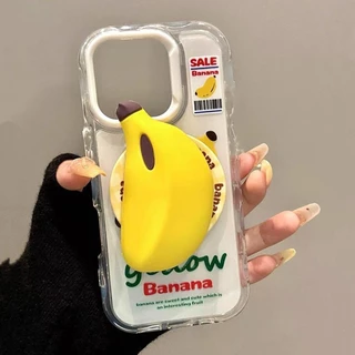 Magnetic Banana Bracket เคสโทรศัพท์สําหรับ iPhone 17 Pro Max 16 Plus 15 14 13 กันกระแทกป้องกันปลอก