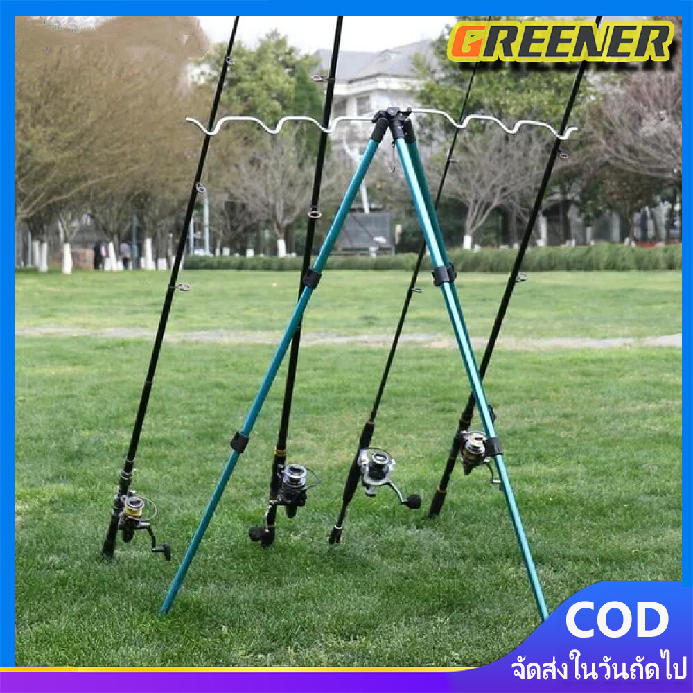 Greener Multifunctional Rod ขาตั้งกล้อง Outdoor Sea Fishing Support Stand Universal Telescopic Triangle