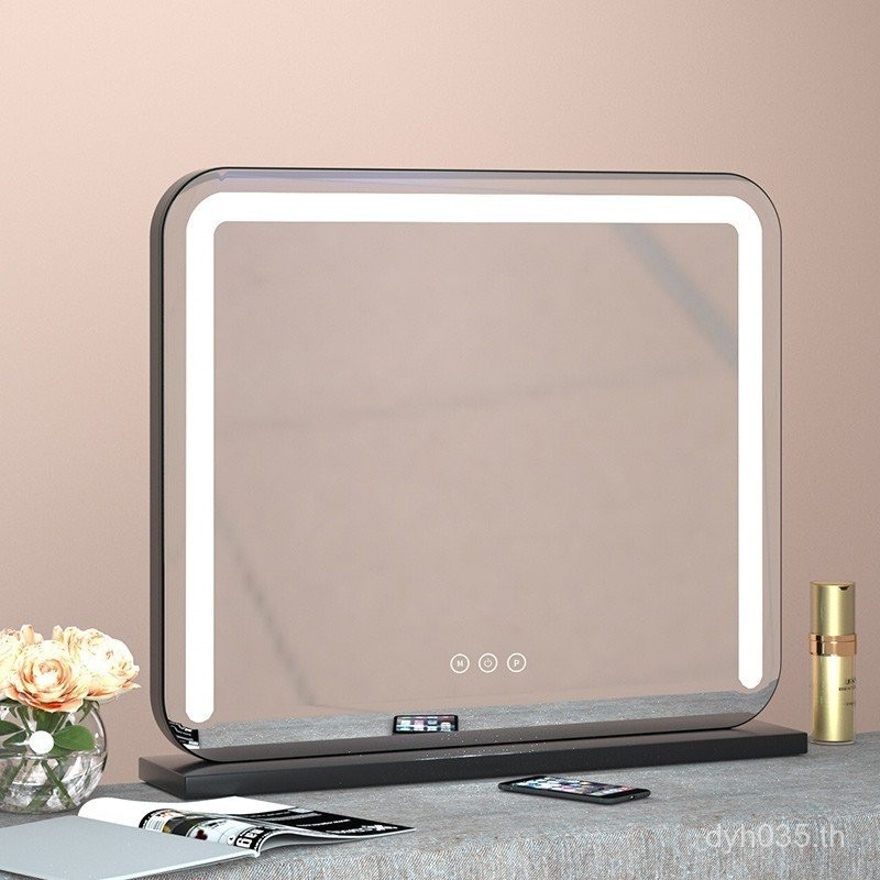 Influencer กระจกแต่งหน้ากระจกเดสก์ท็อป led พร้อม Light Desktop Dressing เติมแสง ins สไตล์ชาร์จในครัว