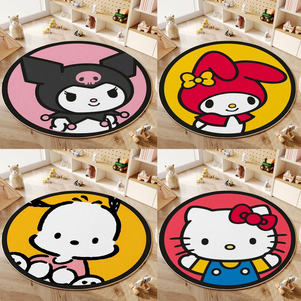 SANRIO พรมกลมลายการ์ตูน นุ่มสบาย ตกแต่งห้อง ขนาด 100/120/140/160/180/200 ซม.