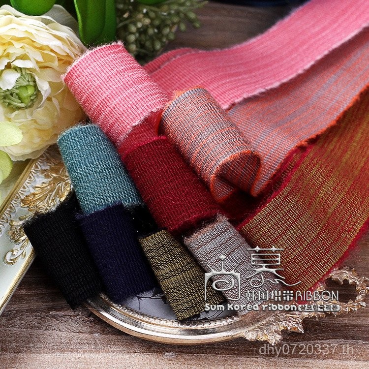 เครื่องประดับผมวัสดุ diy เข็มขัด Ribbed ลายด้ายขนสัตว์เสื้อผ้าเกาหลี Fluff Contrast สีริบบิ้นถักเข็ม