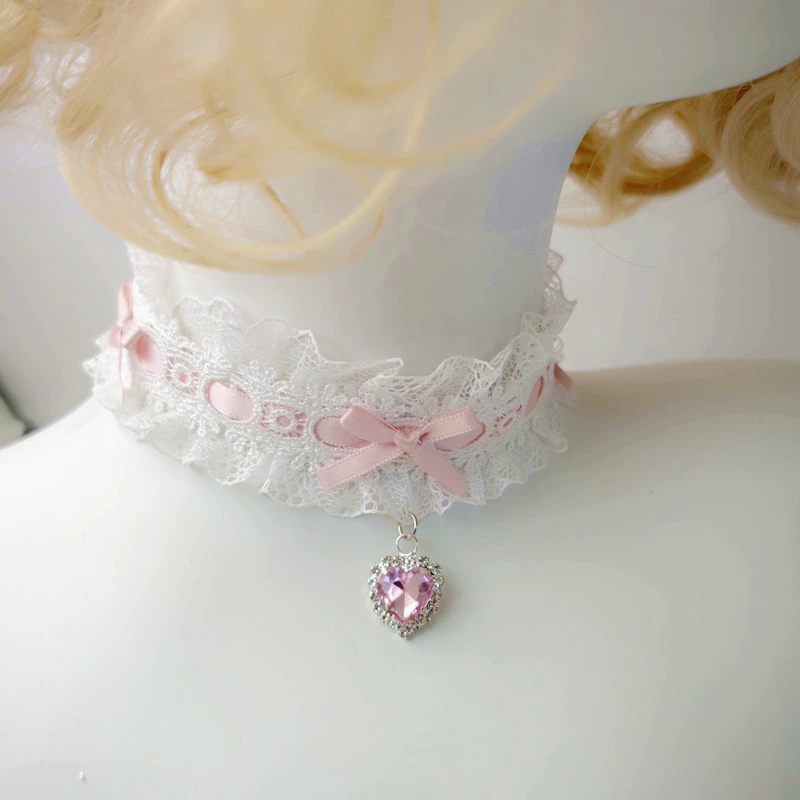 [พร้อมส่งสินค้า] Se.W สร้อยคอแบบ Choker ใหม่ สไตล์อะนิเมะ Collarbone Chain Lolita ประดับโบว์ลูกไม้ Lolita Lace Embroidered Bow Ribbon Custom Made Women Dress Clothes Curtain Decoration