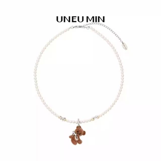 [miaom] Flocking Bear Bow Original Niche Design จี้มุกน่ารักสร้อยคอทุกคู่