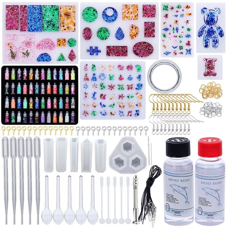 ชุดอีพ็อกซี่เรซิ่นสำหรับทำเครื่องประดับ DIY พร้อมซิลิโคนแม่พิมพ์ สำหรับงานฝีมือ ตกแต่งบ้าน และศิลปะ