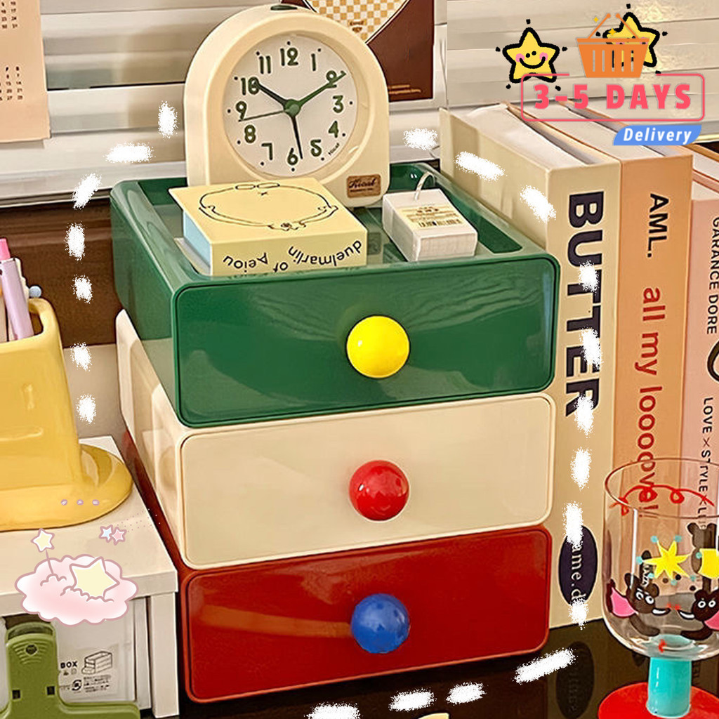 [3-5 วันมาถึง]กล่องเก็บสีโดปามีนพลาสติกสําหรับลิ้นชัก/โต๊ะที่วางเครื่องสําอางและเครื่องประดับอเนกประสงค์ดีไซน์กะทัดรัด 1/2/3-หีบห่อ