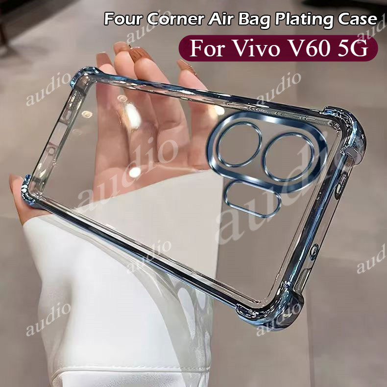 Vivo V60 5Gสี่มุมชุบ Anti Drop เคสโทรศัพท์โปร่งใสสําหรับ VIVO V60 Pro VivoV60 Pro 5G 2025 หรูหรากันก