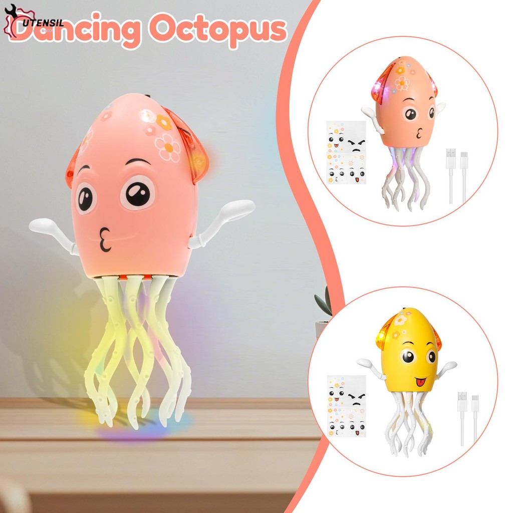 Magic Dancing Octopus ของเล่นเซ็นเซอร์อุปสรรค DIY Assembly Octopus ของเล่นสําหรับทารกแมวสุนัข SHOPSB