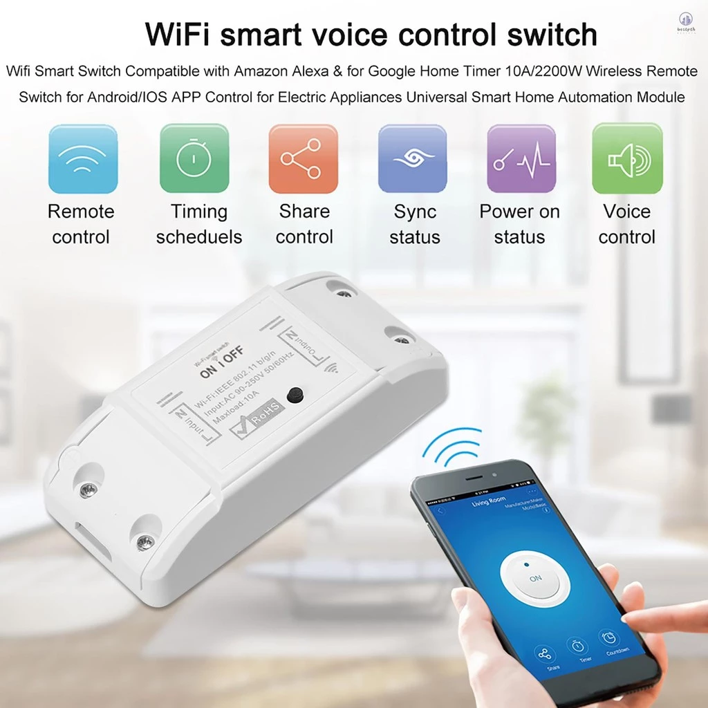 Wifi สมาร์ทสวิทช์ 10A 2200W รองรับ Alexa Home และแอปมือถือ thumbnail 5