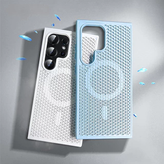 คุณภาพสูง Slim การกระจายความร้อน N52 เคสโทรศัพท์แม่เหล็กสําหรับ Samsung Galaxy S25 S24 S23 S22 Ultra Plus Honeycomb Cooling ฝาหลังกันกระแทกปลอก
