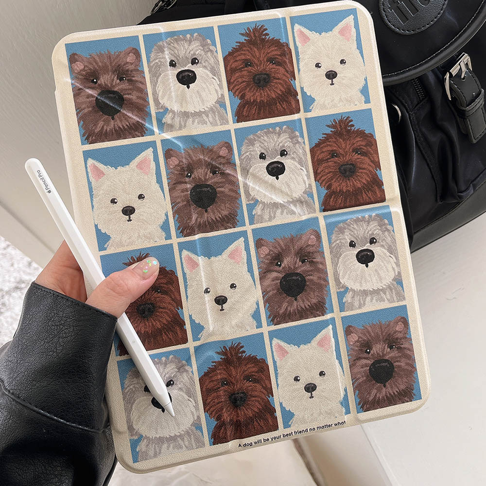 3 + Y พับสุนัข Puppy สําหรับ iPad 10.2 7th 8th 9th A16 11th10th 10.9in ฝาครอบ iPad Pro 12.9 13 Air 1