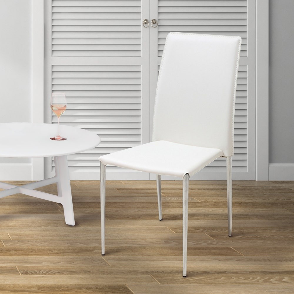 SB Design Square เก้าอี้สแตนเลสเบาะหนัง รุ่น Yinta สีขาว (44x58x94 ซม.) แบรนด์ SB DESIGN SQUARE