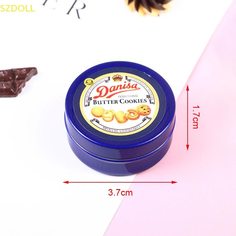 [cxSZDOLL] 1 ชิ้น 1/12 Dollhouse Miniature ภาษาเดนมาร์กคุกกี้สีฟ้ากล่องดีบุกชุดครัว Diy อุปกรณ์เสริม DOM - รูปที่ 7