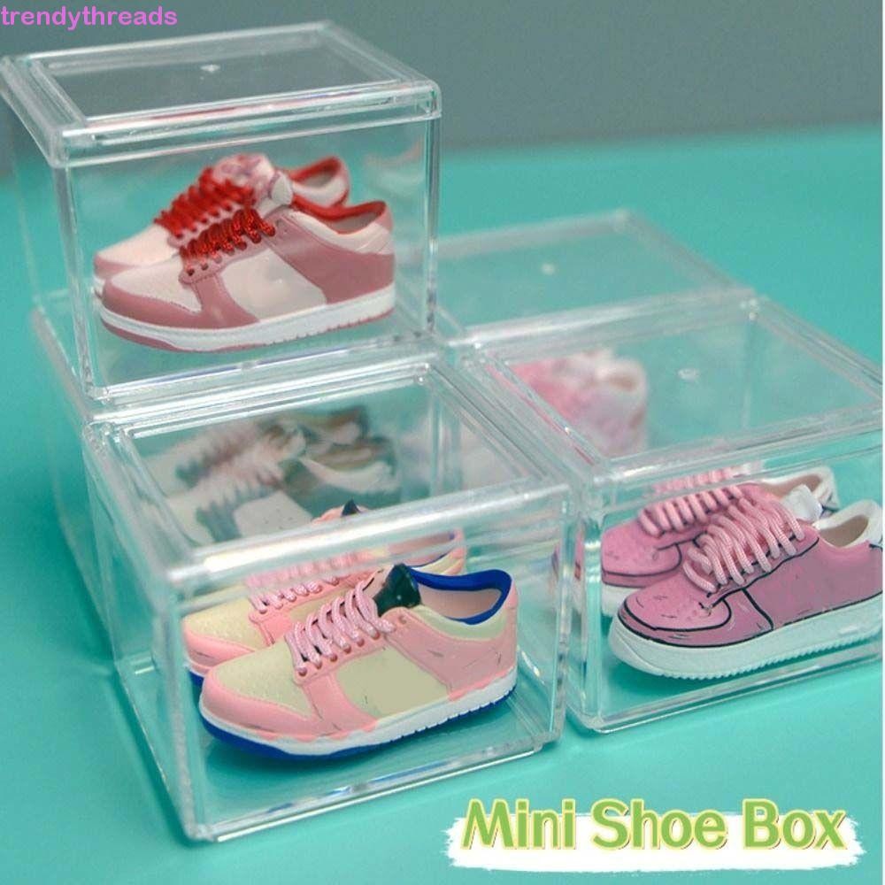TRENDYETHREADS Dollhouse Mini Shoes Box, Multi-functional Handmade Storage Box Mini Acrylic Shoes Di