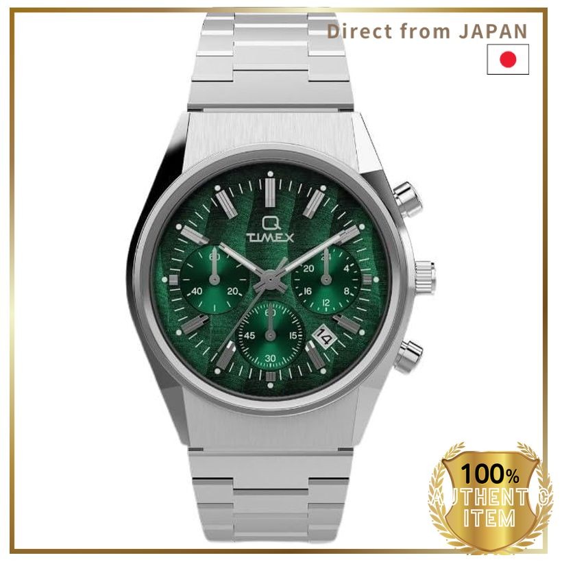 TIMEX Men's Watch Timex Q TW2W33600 Quartz 5ATM Water Resistant Plastic Green Dial Stainless Steel P