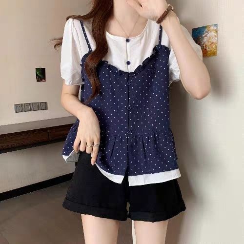 ส่งไวจากไทย Summer L-4XL เสื้อแขนสั้นเสื้อผู้หญิงหลวมพอดีผู้หญิงเกาหลีฤดูร้อนบวกขนาดด้านบน
