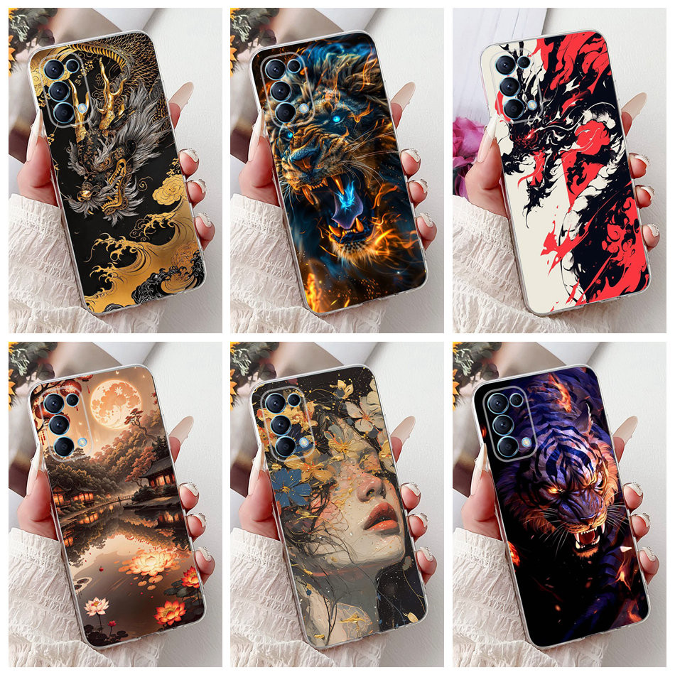 สําหรับ OPPO Reno5 5G / Reno5 Pro 5G ใหม่ Cool Dragon ภาพวาดปลอก Reno 5 5Pro 5G ซิลิโคนนุ่ม TPU เคสโทรศัพท์