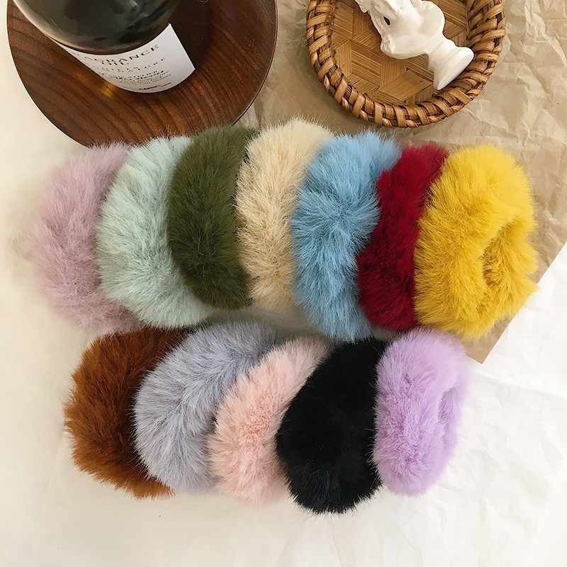 Yeppo - Yeppo RUNCHIES HAIR TIE, PLAIN POM BALL FUR MODEL, สไตล์เกาหลี