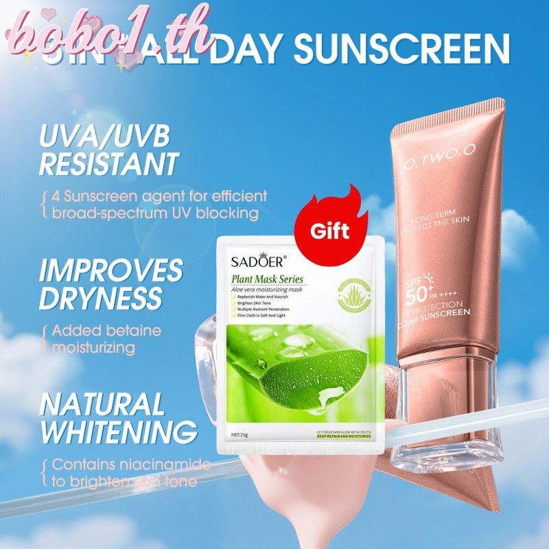 [ของขวัญฟรี]O.TWO.O BB Cream ครีมกันแดด SPF50 ครีมบํารุงผิวหน้าต่อต้านริ้วรอยควบคุมความมันกลางแจ้ง M