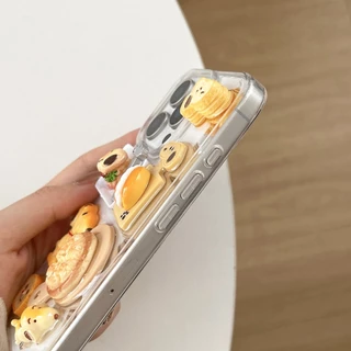ปลอกสําหรับiPhone 16 Pro Max 14 15 13 12P 11 น่ารัก 3D Snoopyพิซซ่าขนมปังตกแต่งกันกระแทกTPU Anti-Scratchเคสโทรศัพท์Fall-proofฝาครอบป้องกันShell
