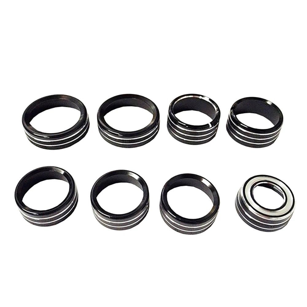 8PCS อลูมิเนียมภายในรถคอนโซลกลางปุ่มสวิทช์แหวนตกแต่ง Trims สําหรับ Chevy Silverado 2014-2018auto ชิ้