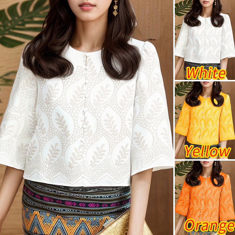 ZANZEA เสื้อเบลาส์ผู้หญิง คอกลม แขน 3/4 พิมพ์ลาย ใส่สบาย ใส่ได้ทุกโอกาส - รูปที่ 2