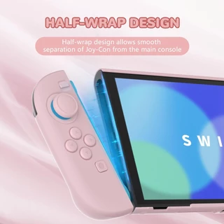 เคสแข็งสําหรับ Nintendo Switch 2 พร้อมขาตั้งพิเศษ & Thumb Grip Caps | การออกแบบแยก, ฝาครอบเปลือกเต็มตัวแบบป้องกัน Dockable, สีชมพู