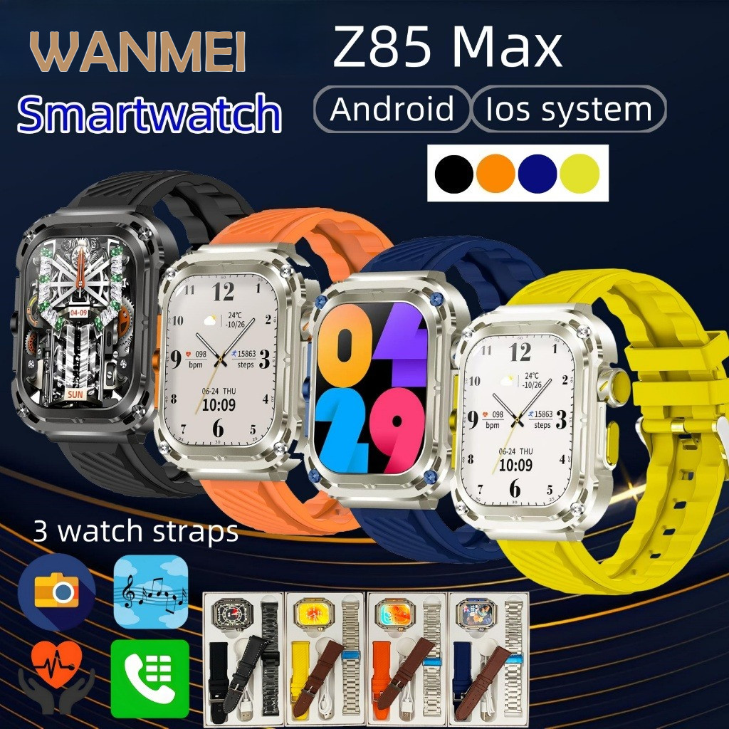 Z85 Max สมาร์ทวอทช์, สมาร์ทวอทช์, โทรผ่านบลูทูธ, นาฬิกากันน้ํา Android/iOS, โหมดกีฬา, จอภาพการนอนหลั