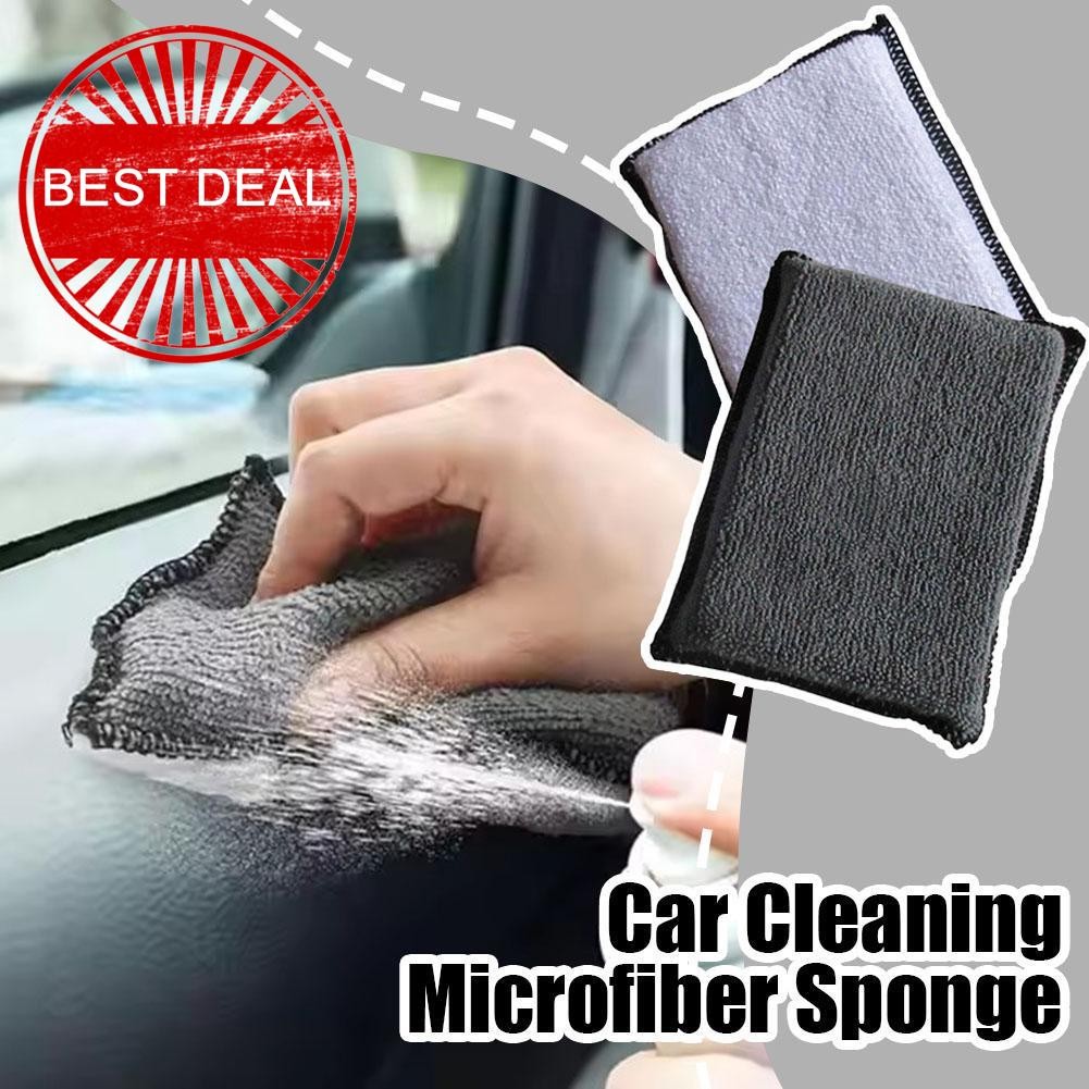 แปรงผ้าทําความสะอาดฟองน้ําบล็อก Cowhide Texture Care Beauty Dashboard Care ผ้าเช็ดทําความสะอาด Q7t4