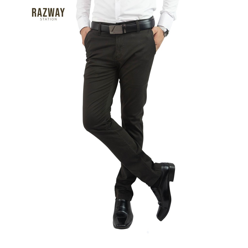 Razway กางเกงชิโน่ ผ้ายืดนุ่มสวยทน ทรงกระบอกเล็ก กางเกงสแลคชาย รุ่น RZ825