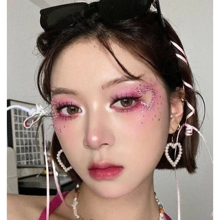 RIbbonIsland🫧คริสตัสติดตา สติ๊กเกอร์เพชร y2k แต่งหน้า ins สติ๊กเกอร์ สไตล์เกาหลี เพชรแต่งหน้า มีกาวในตัว