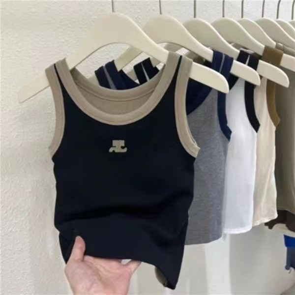 เสื้อยกทรงแขนกุดสำหรับ 여성 ทำจากผ้าฝ้าย สลิมฟิต มีให้เลือกด้านบนสั้น ใส่สบายในฤดูร้อน