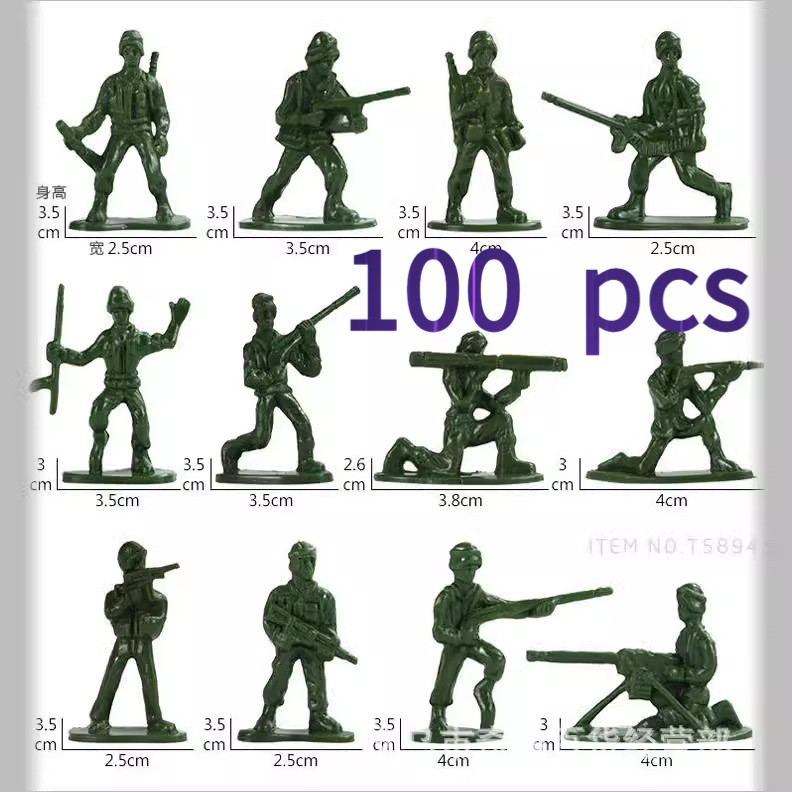 100ชิ้นตัวเลขทหารพลาสติกจําลอง มินิฟิกเกอร์ ทหารของเล่นเด็กของขวัญเด็กตกแต่งโต๊ะ人塑料模型100小人特种部儿童玩具