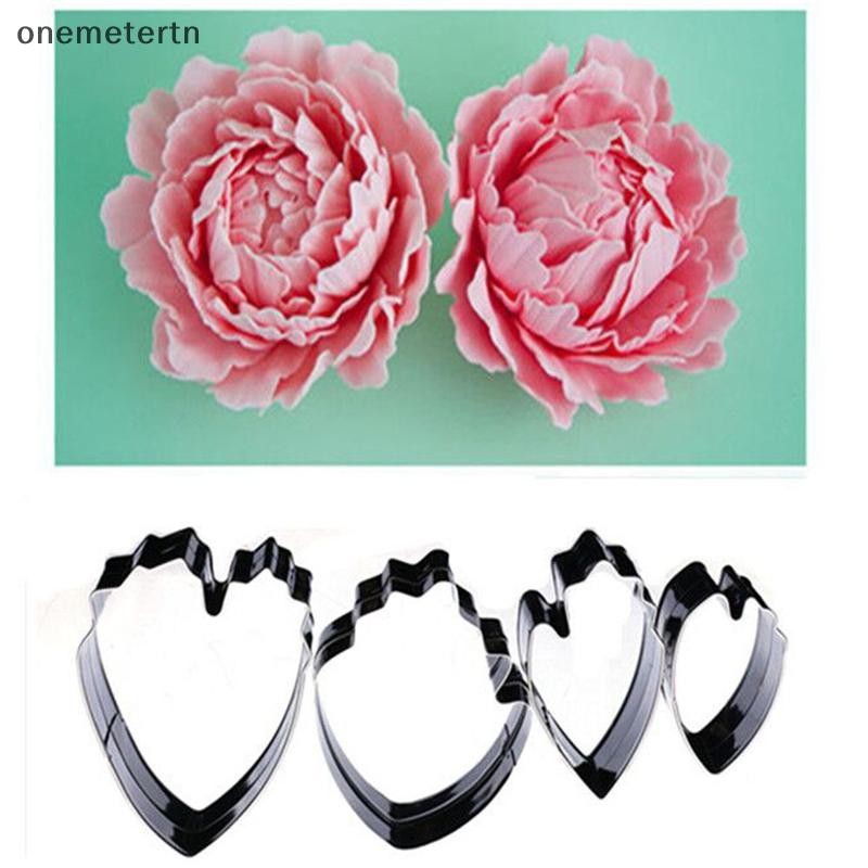 Oyr 4 ชิ้น Peony ดอกไม้เค้ก Fondant Plunger เครื่องตัดตกแต่งแม่พิมพ์ Sugarcraft Baking N