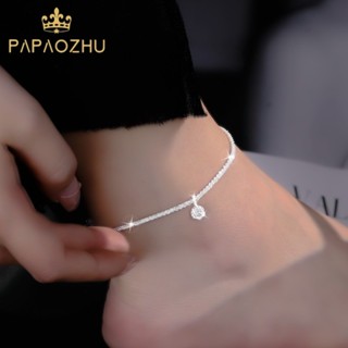 PAPAOZHU สร้อยข้อเท้าเกาหลี S925 เงินประกายเลื่อม แฟชั่นผู้ห…