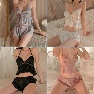 Sexy secrets⚜️⚜️ชุดนอน 2 ชิ้น ชุดนอนสตรี สายเอี๊ยม+กางเกงขาสั้น 😃😃 สายเดี่ยว ฟรีไซส์ หลายประเภท ส่งไวจากไทย