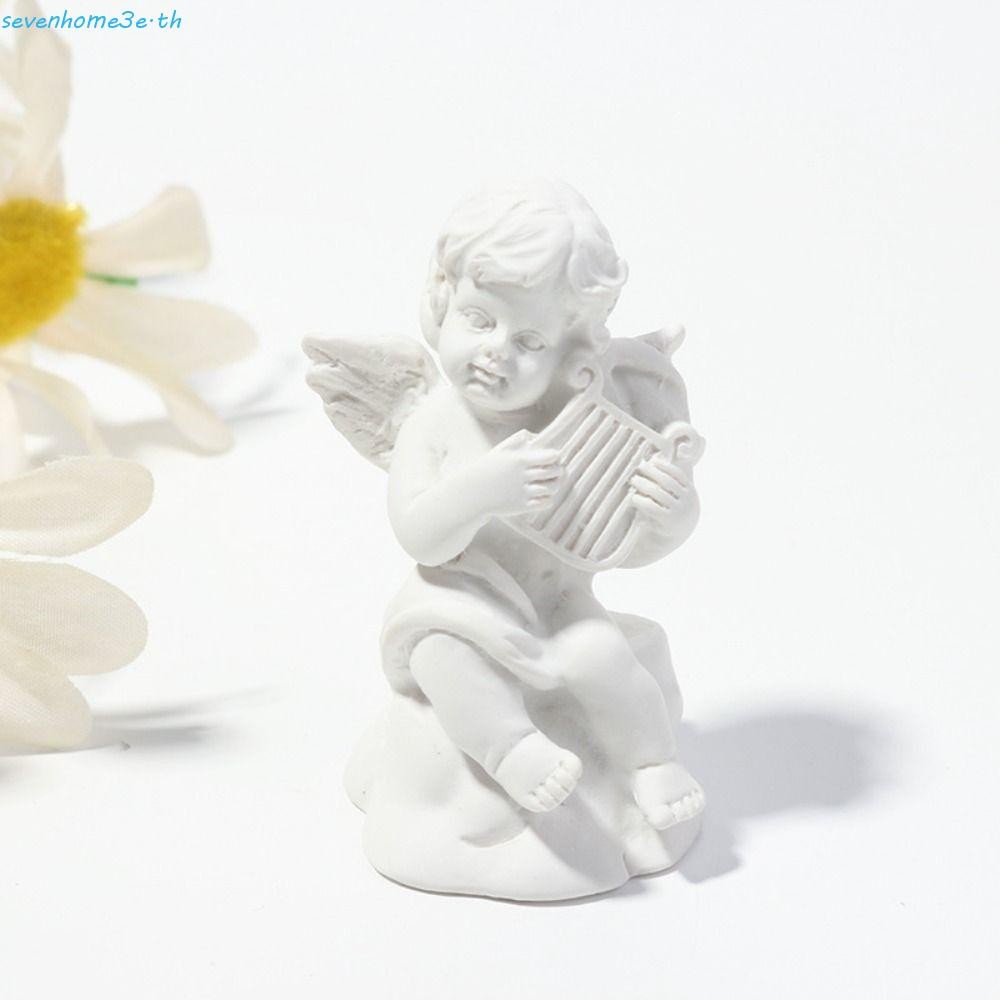 SEVENHOME3E กามเทพรูปปั้นเทวดาตกแต่งบ้าน Guardian Angel สร้างสรรค์งานฝีมือเรซิน Retro เนื้อยิปซั่มเครื่องประดับสวน