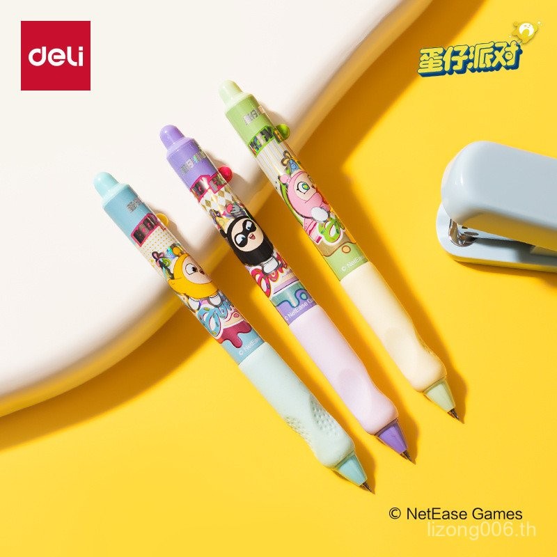 การเขียนความแม่นยําสูง DZ001ST ปากกาเคล็ดลับปากกาเจล Deli 0.5 มม.กดเรียบปากกาเจล Eggboy Party 28NX