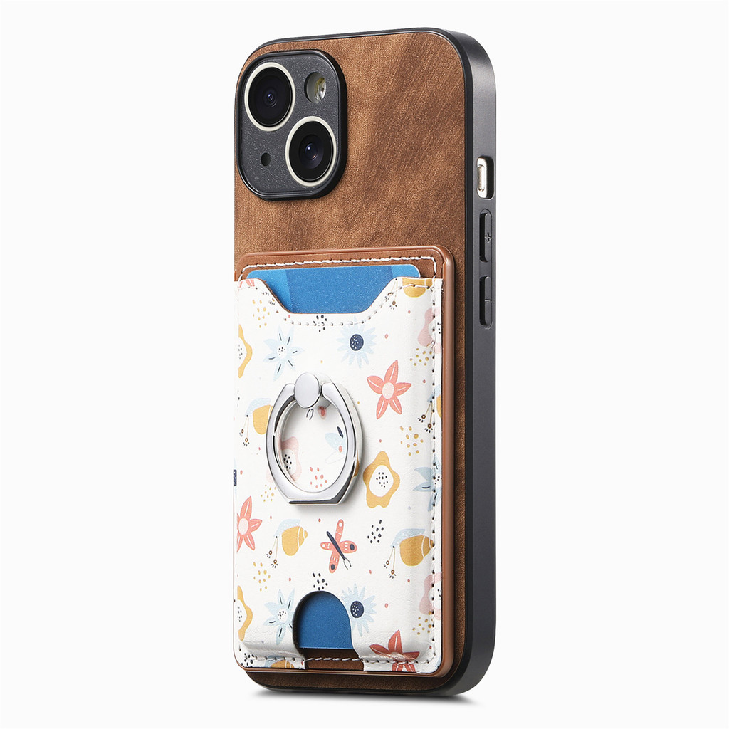 หนัง PU ฝาครอบโทรศัพท์พร้อมช่องใส่การ์ดและแหวนปรับได้สําหรับ OPPO Reno 7 7Z A76 A78 A79 A96 A97 F21 