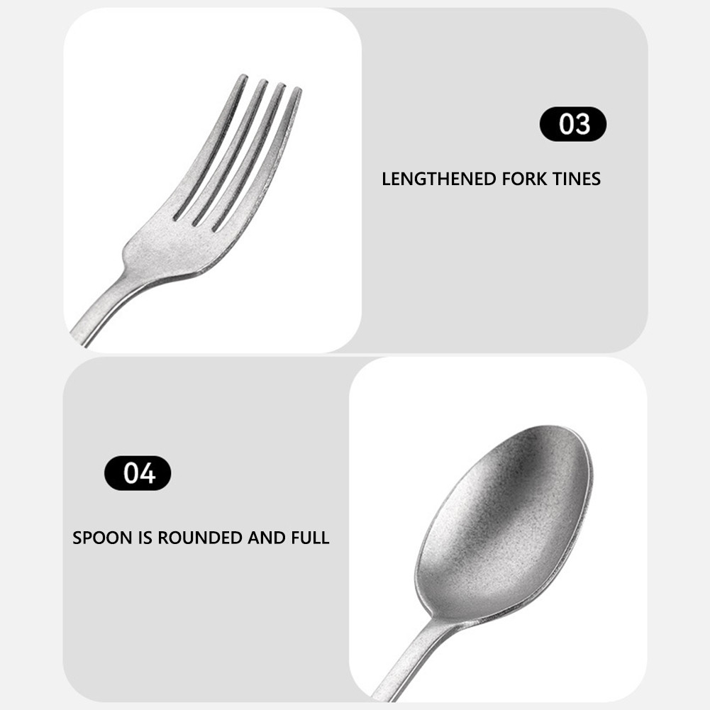 BLACKDOG Camping ชุดช้อนส้อมสเตนเลสพร้อมกระเป๋าเก็บของ ชุดช้อนส้อมสำหรับการตั้งแคมป์กลางแจ้ง - รูปที่ 5