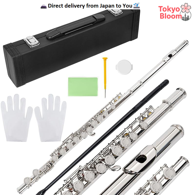 BQKOZFIN Flute 16 Holes C Key Beginner Set Woodwind Instrument Made of Nickel Silver Plated Suitable