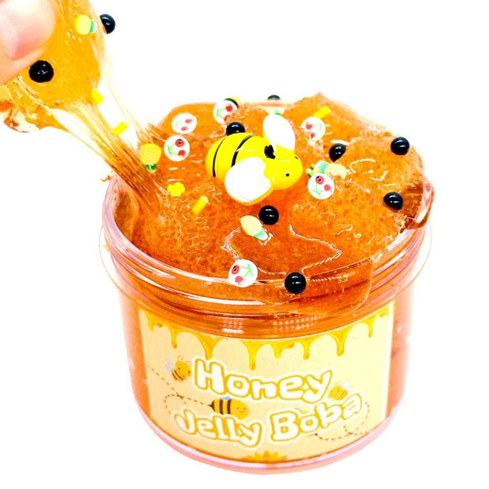 จําลองน้ําผึ้งเมือกน้ําผึ้ง Jar Slime DIY ของเล่นของเล่นบีบอัด