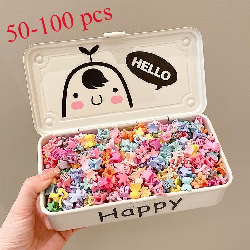 (50 -100 ชิ้น) แฟชั่นเกาหลี โดปามีน มินิคลิปเด็กที่มีสีสันผมหักกิ๊บสาวเด็กคลิปน่ารักดาวกิ๊บหมวก