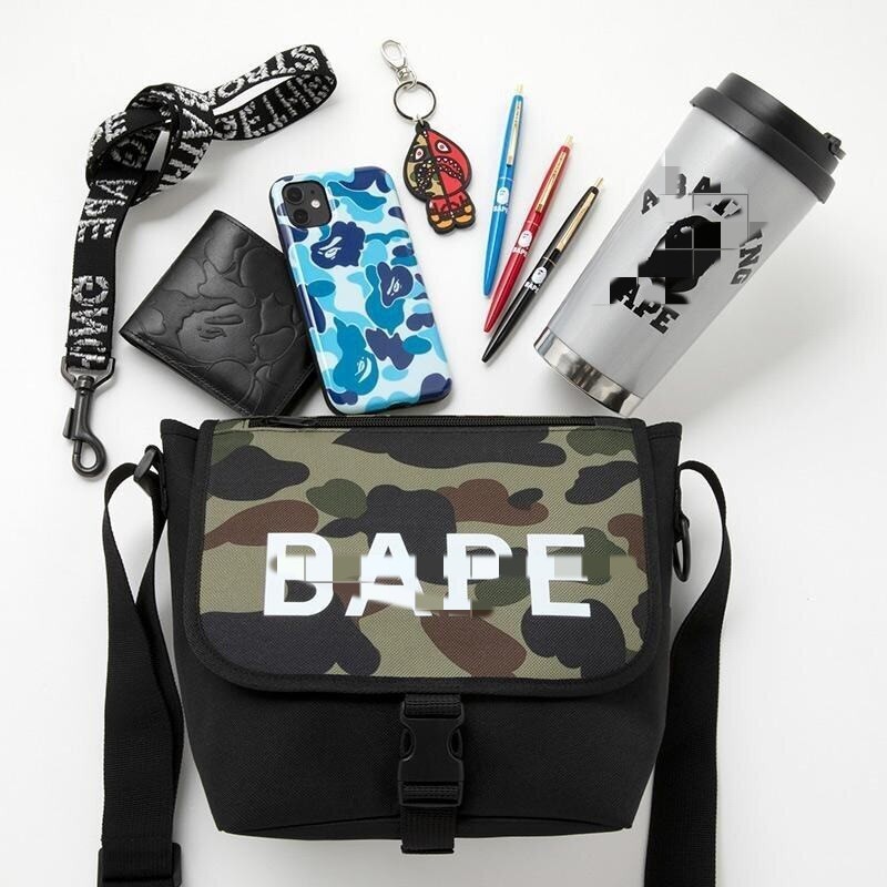 Bape กระเป๋าสะพายผ้าใบกระเป๋า Messenger สําหรับผู้ชายแบบพกพา