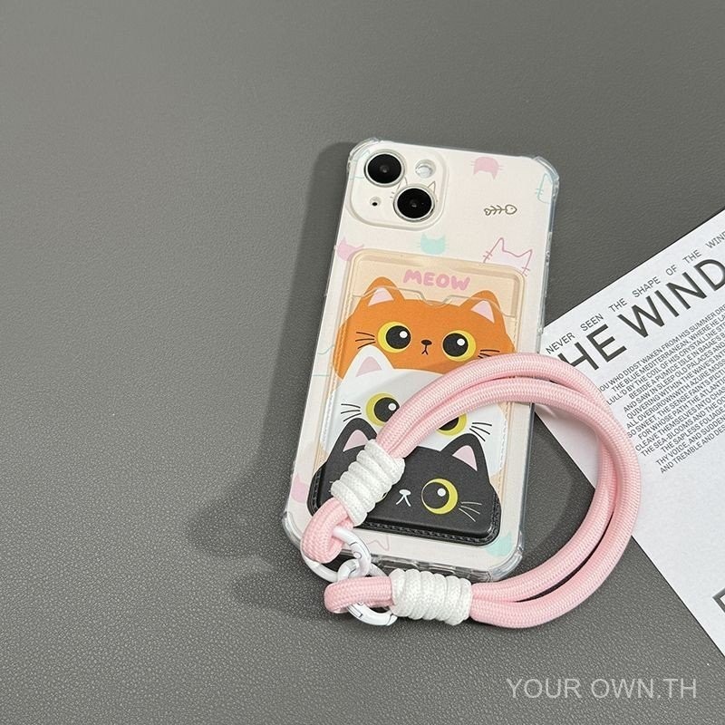 ญี่ปุ่นญี่ปุ่นเกาหลีinsการ์ตูนแมวผู้ถือบัตรapple 15Promaxเคสโทรศัพท์iPhone13หญิง15สายคล้องมือ11/12 WGG4