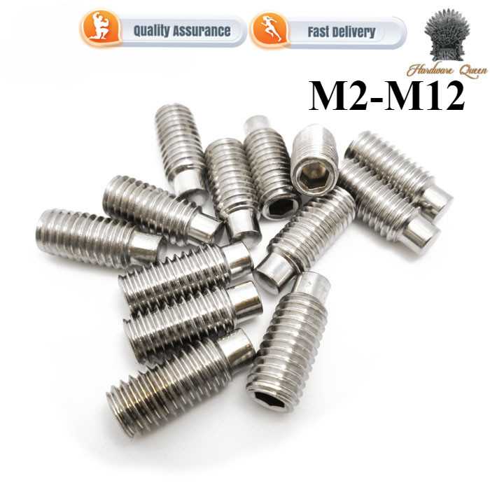 [1QN1] 304 สแตนเลสปลายนูนหกเหลี่ยมซ็อกเก็ตสกรูกระชับ M3M4M5M6M8 สกรูเครื่องหัวขาดข้าวสกรูด้านบน