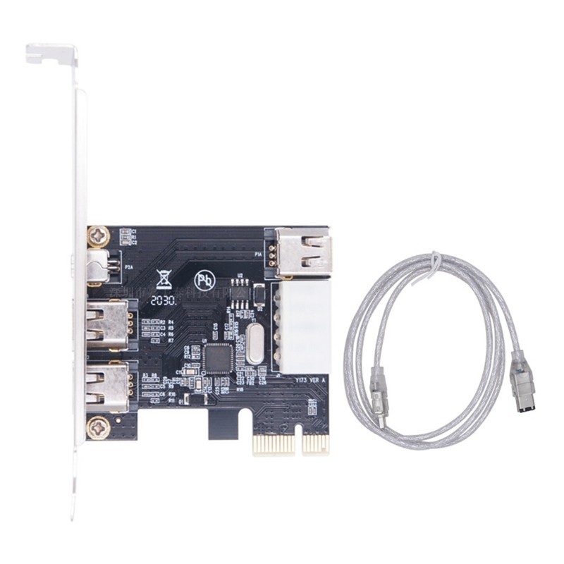 ZYHRUKO 4 พอร์ต 1394 การ์ดขยาย PCIE 1X ถึง 1394 อะแดปเตอร์วิดีโอ 1394 Controller Firewire การ์ดสําหร