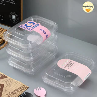 SUGA พร้อมส่ง กล่องใสพร้อมฝาล็อค กล่องเบเกอรี่ กล่องขนม กล่องเค้ก กล่องเอแคร์ เกรดอาหาร มี2ขนาด 1 แพ็ค/50 ใบ COD SUR275