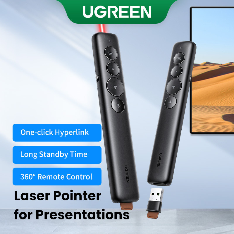 Ugreen การนําเสนอไร้สาย Remote Clicker Laser Pointer 2.4GHz USB Powerpoint PPT ปากกาสําหรับ Office M
