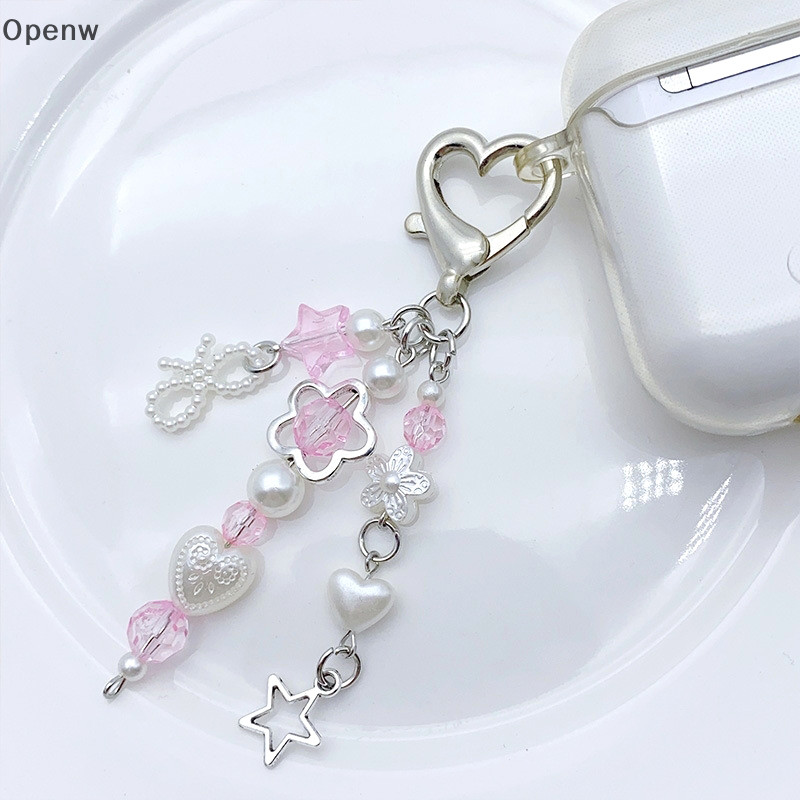 Openw Pearl Bow โทรศัพท์จี้ Sweet Love ดอกไม้หูฟังเชือกกระเป๋าเป้สะพายหลัง Ch กระเป๋าอุปกรณ์ตกแต่ง G